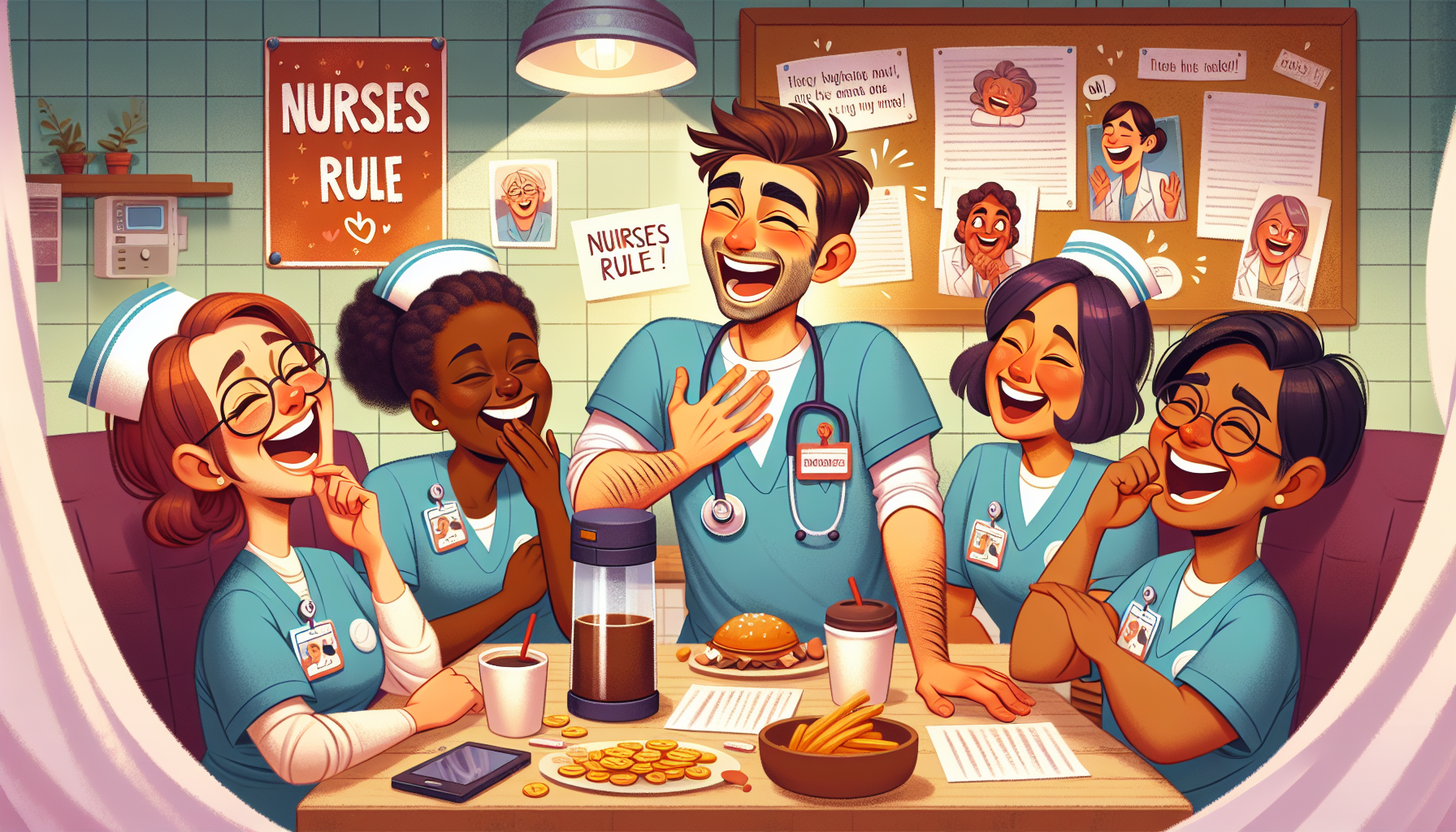 Nurse sharing a laugh with coworkers